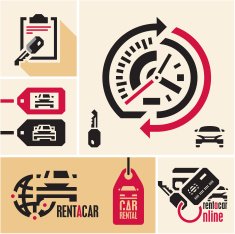 Rent a car icons set