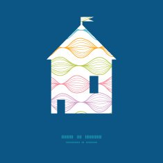 Vector colorful horizontal ogee house silhouette pattern frame