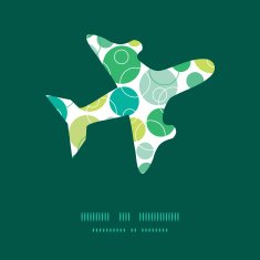 Vector abstract green circles airplane silhouette pattern frame N2