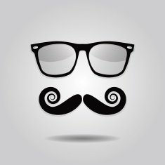 Hipster mustache and sunglasses icons on gray background N2