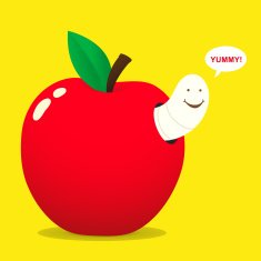 maggot and apple - vector N2