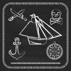 Pirate icons - sloop cutlassand Jolly Roger N2