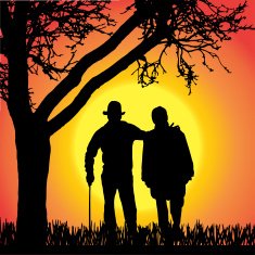 Vector silhouette of old people N191