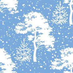 Seamless trees silhouettes and snow