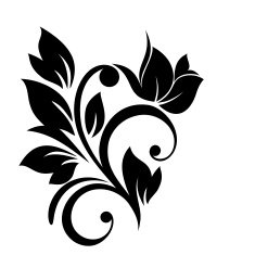 Beautiful Decorative Flower with Leaves (Vector) - Illustration N2