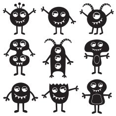 Monsters set isolated vector elements