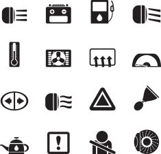 Silhouette Car Dashboard icons