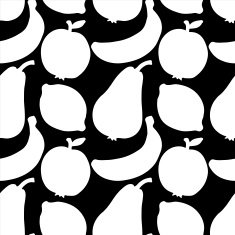 Seamless pattern with silhouettes fruits