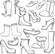 vector silhouettes of different shoes