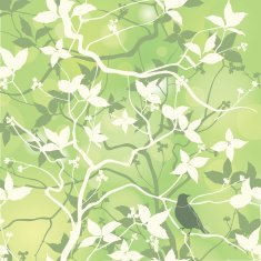 Spring patttern Bird over floral garden background
