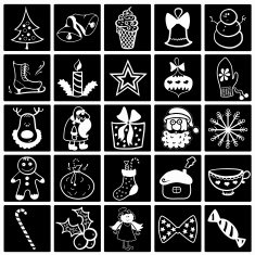 Christmas black-white icon set