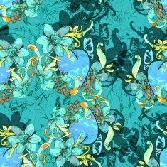 Heart with flowers Seamless pattern N2