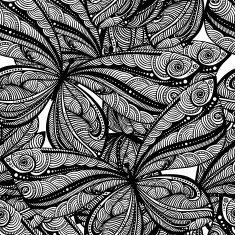 seamless lace pattern of delicate graphic manually painted butterflies