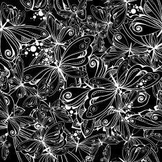 monochrome textile pattern of butterflies