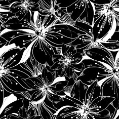 seamless vector pattern of monochrome fantastic flowers N3