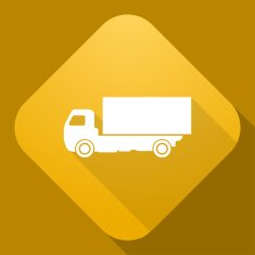 Vector icon of truck with a long shadow