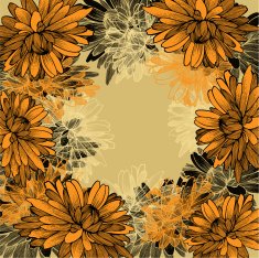 Floral background with yellow chrysanthemums Hand-drawing