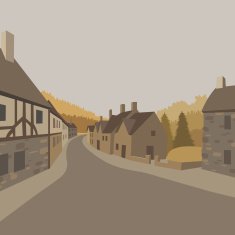 Mountain village background vector illustration N4