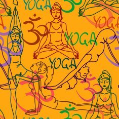 Seamless pattern of yoga poses N2