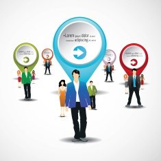 Template of business and office people with pointer icons