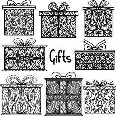 Set of different isolated gift boxes