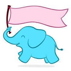 Cute little elephant with a banner N2
