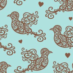 birds pattern on blue N2