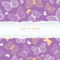 Night butterflies torn frame seamless pattern background template