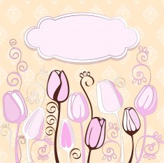 Vintage background with decorative tulip flowers and place for text
