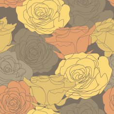 Seamless pattern with decorative roses flowers in brown colors