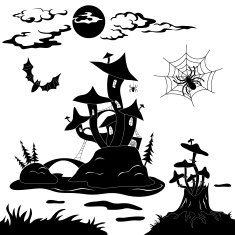 Halloween cartoon landscape