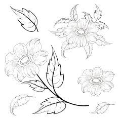 Flowers and leaves dahlia contours