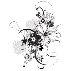Abstract floral elements black and white