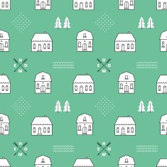 Seamless pattern with country houses N11