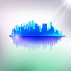 Abstract blue cityscape illustration