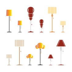 Set of color silhouettes lamps