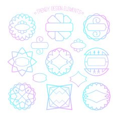 Set of outline emblems and badges