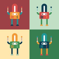 Set of colorful friendly robots N2