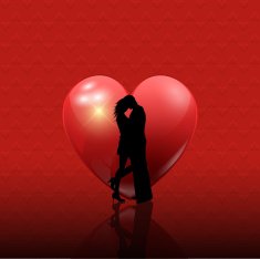 Valentine's couple on heart background N2