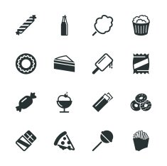 Junk Food Silhouette Icons N2