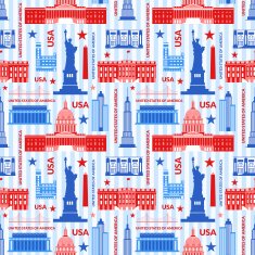 Landmarks of United States America vector seamless pattern N2