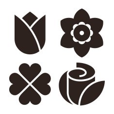 Flower icon set - tulip narcissus clover and rose