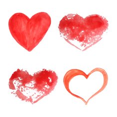 Set of vector watercolor hearts