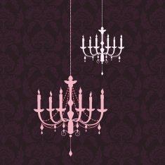 Purple Chandelier with Damask pattern N2