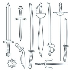 vector cold weapons outline set