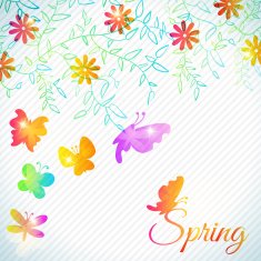 Bouquet of cute flower and butterfly floral background Vector