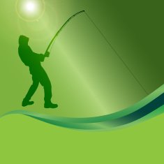 Vector silhouette of a man who fishes N16