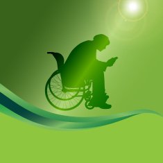 Vector silhouette of a man in wheelchair N12
