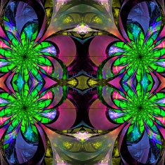 Pattern from fractal Flowers Green blue and purple palette N2