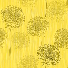 Seamless pattern of dandelions Hand-drawn floral background vector illustration N3